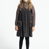 Short Dress Black with Flowers