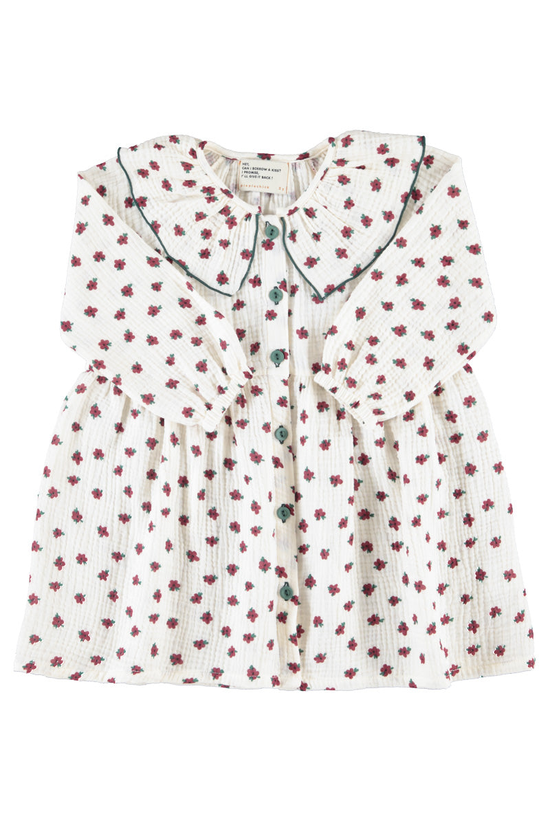 Short Dress Ecru with Little Flowers