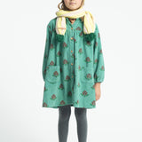 Short Dress Green with Big Flowers