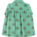 Short Dress Green with Big Flowers