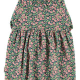 Short Dress Green with Multicolor Flowers