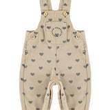 Baby Dungarees Beige with Black Hearts