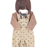 Baby Dungarees Beige with Black Hearts