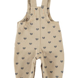 Baby Dungarees Beige with Black Hearts