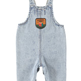 Baby Dungarees Fadded Light Blue Denim with "school Trip" Print