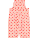 dungarees | pink w/ red hearts allover