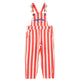 dungarees | white & red stripes w/ "eighties" print