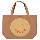 Extra large logo bag | taupe w/ grey stripes