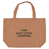 Extra large logo bag | taupe w/ grey stripes