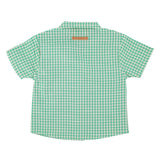 hawaiian shirt | green  & ecru checkered