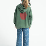 Hoodie Green with Apple Print
