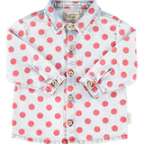 Jacket Shirt Light Blue Denim with Red Dots