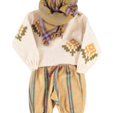 Baby Jacquard Sweater Ecru with Flowers