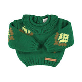 Baby Jacquard Sweater Green with Flowers