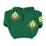 Baby Jacquard Sweater Green with Flowers