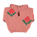 Baby Jacquard Sweater Old Pink with Flowers