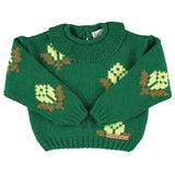 Jacquard Sweater Green with Flowers