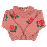 Jacquard Sweater Old Pink with Flowers
