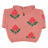 Jacquard Sweater Old Pink with Flowers