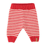 Baby Knitted Baby Leggings Ecru & Red Stripes