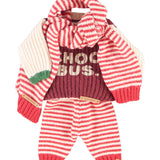 Baby Knitted Baby Leggings Ecru & Red Stripes
