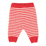 Baby Knitted Baby Leggings Ecru & Red Stripes
