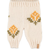 Baby Knitted Baby Leggings Ecru with Flowers