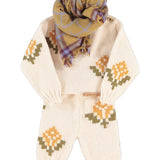 Baby Knitted Baby Leggings Ecru with Flowers