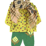 Baby Knitted Baby Leggings Green with Flowers