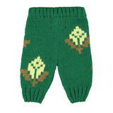 Baby Knitted Baby Leggings Green with Flowers