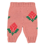 Baby Knitted Baby Leggings Old Pink with Flowers