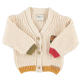 Knitted Cardigan Ecru with Patch