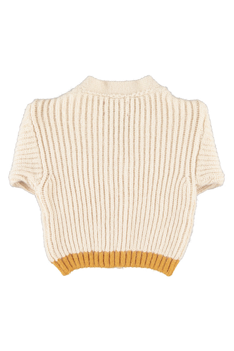 Knitted Cardigan Ecru with Patch