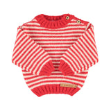 Baby Knitted Sweater Ecru & Red Stripes