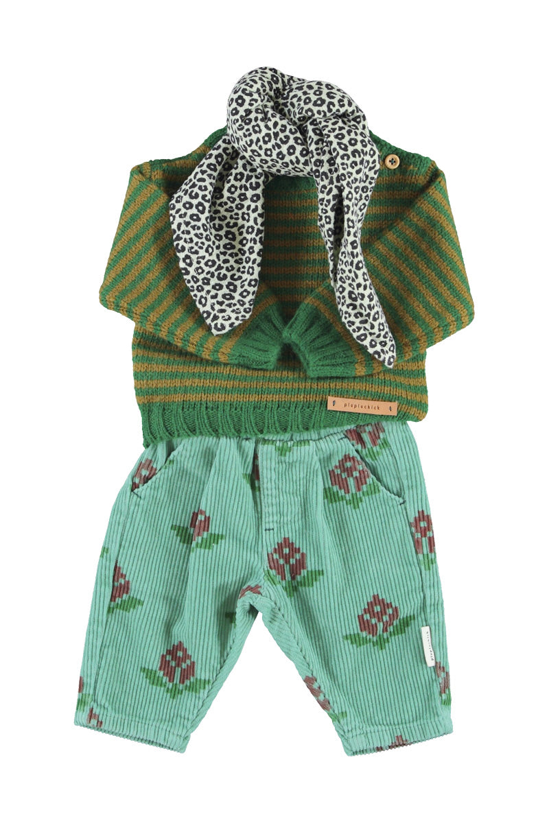Baby Knitted Sweater Green & Brown Stripes