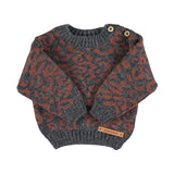 Baby Knitted Sweater Dark Grey with Animal Print
