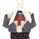 Baby Knitted Sweater Dark Grey with Multicolor Geometric