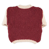Knitted Sweater Bordeaux & Ecru with "school Bus" Print