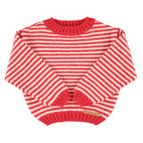 Knitted Sweater Ecru & Red Stripes