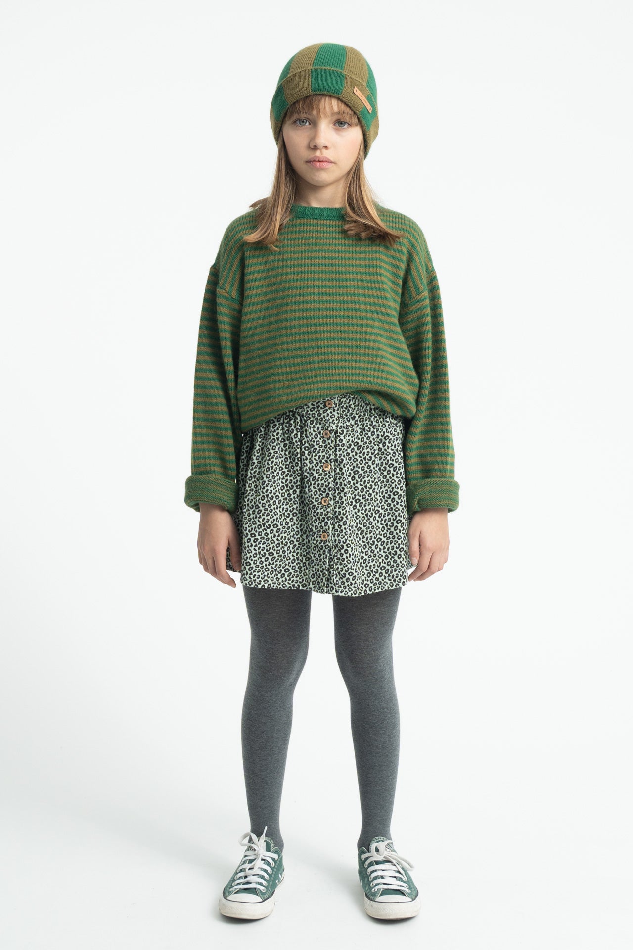 Knitted Sweater Green & Brown Stripes