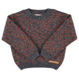 Knitted Sweater Dark Grey with Animal Print