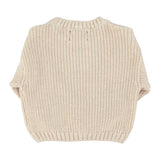 Unisex ecru knitted sweater with red heart