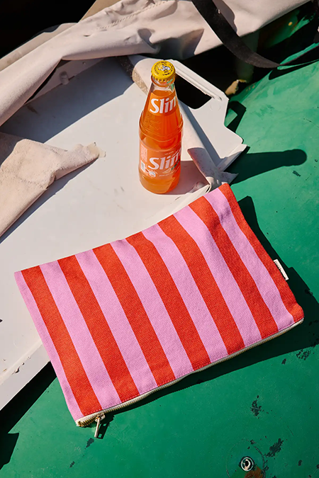 Handbag Big |  Pink & Tomato Stripes