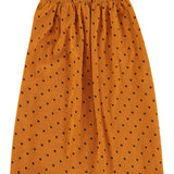 long skirt | camel w/ black hearts allover