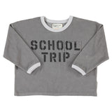 Terry Cotton Longsleeve Tshirt Grey with "school Trip" Print