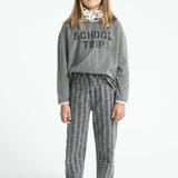 Trousers Grey with Black Flowers