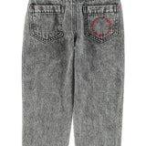 mom fit trousers | washed black denim