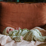 Newborn babygrow w/ collar | Yelllow w/ little flowers