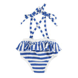 newborn bloomers w/ thin straps | blue & white stripes