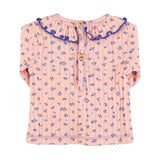newborn collar shirt | light pink w/ blue little flowers